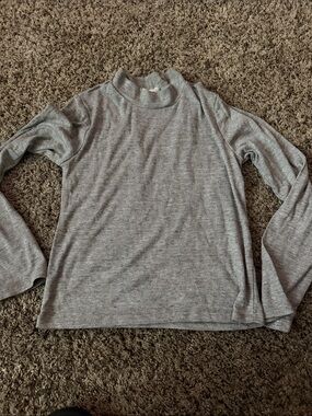 Full Tilt Gray Ribbed Mock Neck Long Sleeve Tee